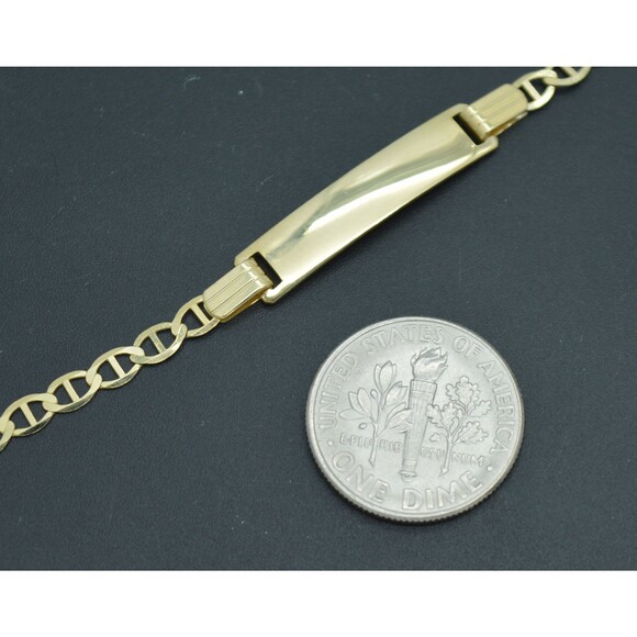 REAL 10K Yellow Gold 5.5" Mariner ID baby Childrens Bracelet + Engraving 2.2gr - Picture 3 of 6